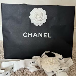 Authentic Chanel Shopping Bag from Chanel Boutique with Chanel ribbon & Camellia
